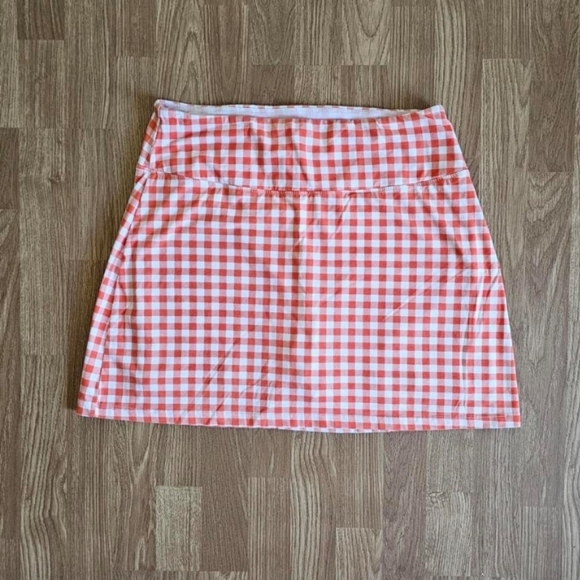 TeezHer Dresses & Skirts - Orange And White Checkered Skort